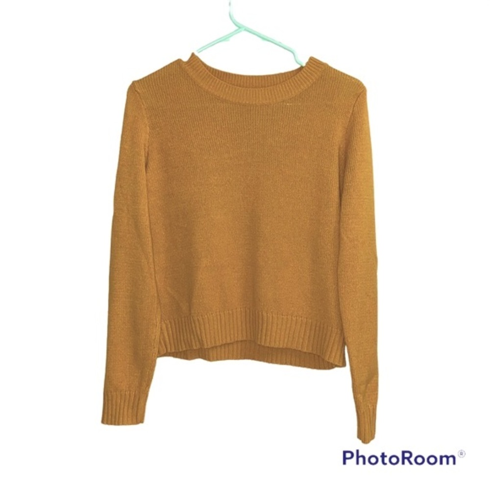 Mustard Yellow Knit Crew-Neck Sweater